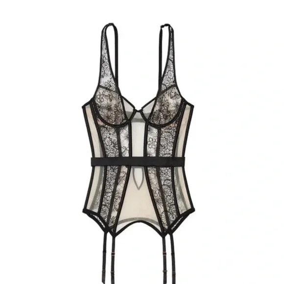 VS Victoria's Secret Lace Merrywidow Garter Corset top M/L - Picture 2 of 10
